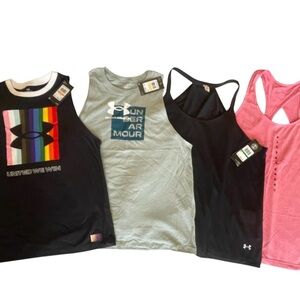 Under Armour Black, Gray, and Pink Tank Tops